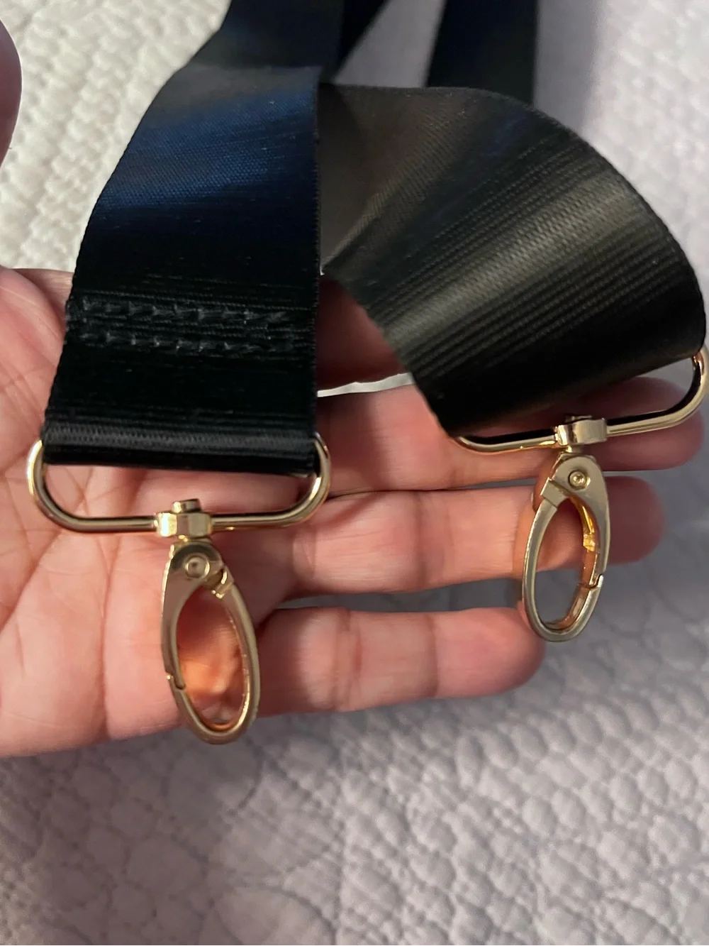Wide Black Replacement Strap with Gold Clips